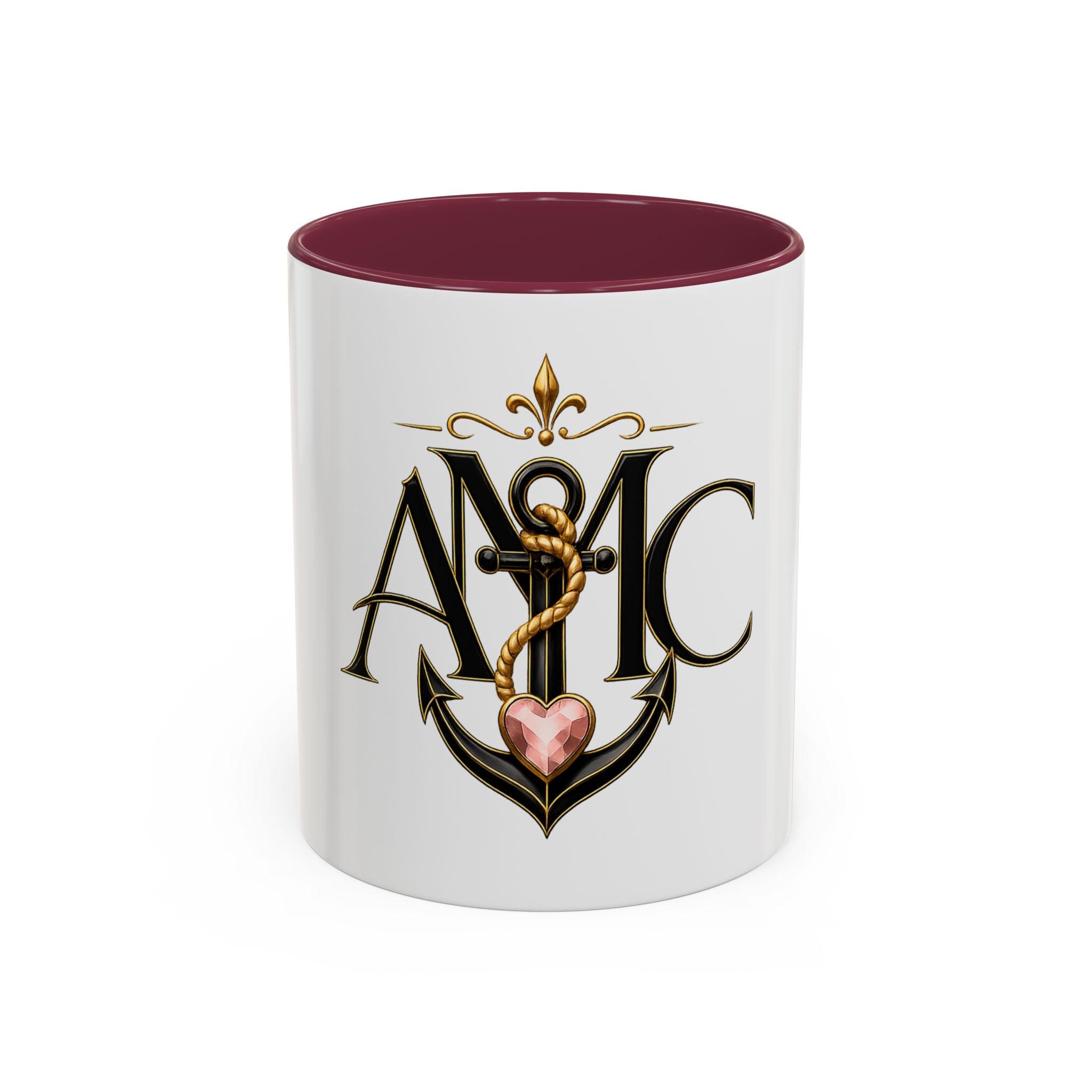 Anchor Heart Monogram Ceramic Mug | Anchored Mama Co. | 11oz & 15oz Coffee Cup