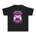 Youth Tee - "Press Start with Jesus" Gamer Christian T-Shirt (Powered by Prayer)