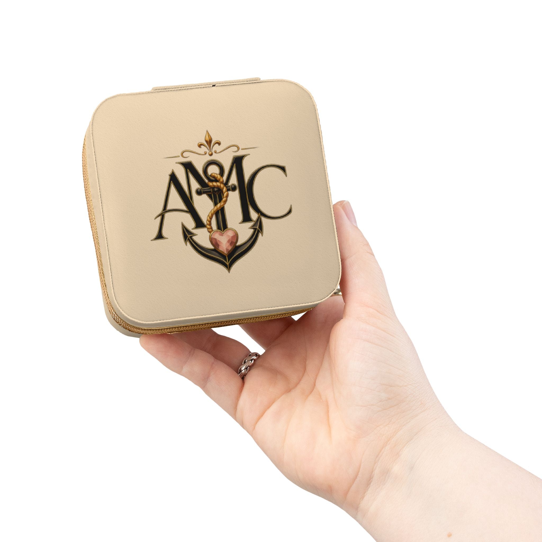 Anchored Mama Monogram Travel Jewelry Case | Compact Jewelry Organizer