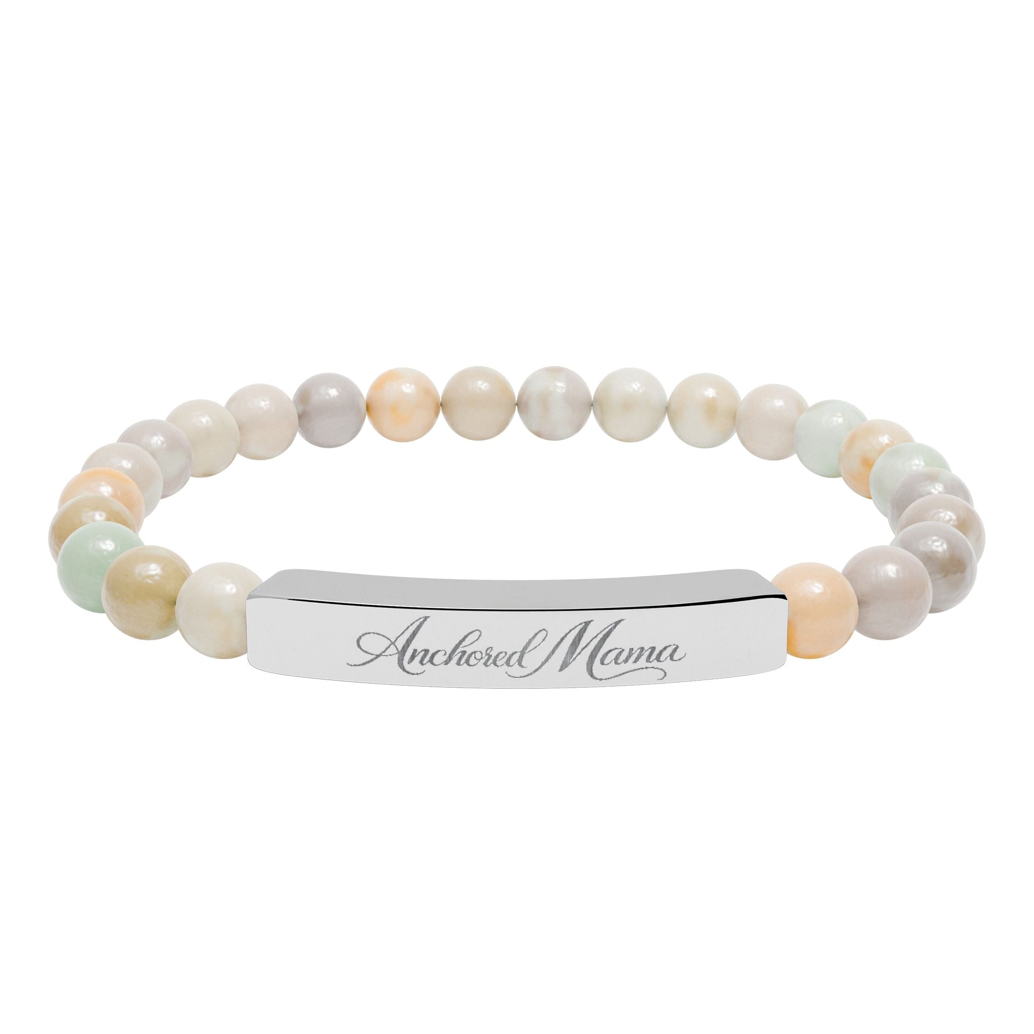 Engravable Natural Stone Stretch Bar Bracelet | Anchored Mama Co.