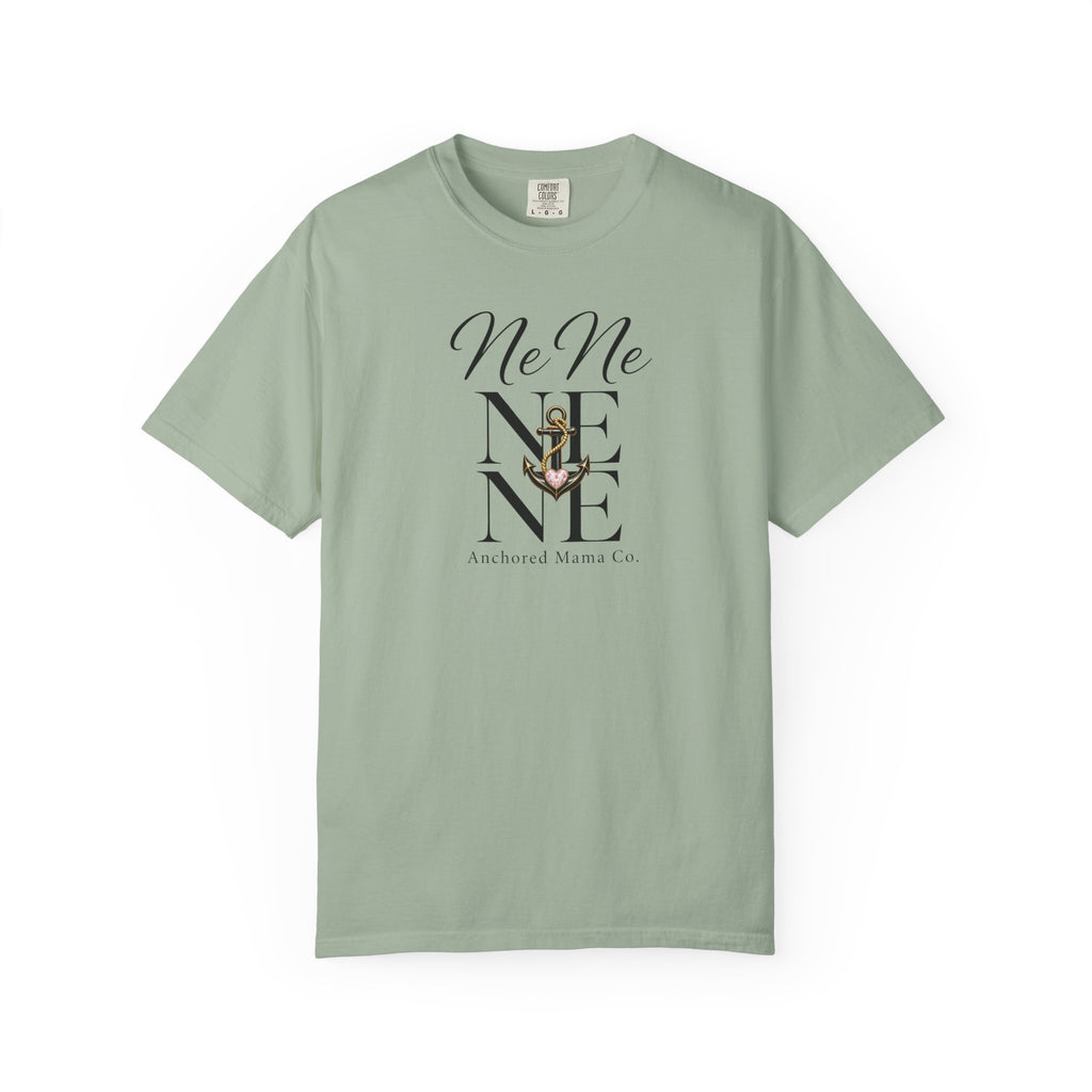 NeNe Script Monogram T-Shirt — Floral Anchor Mom Design
