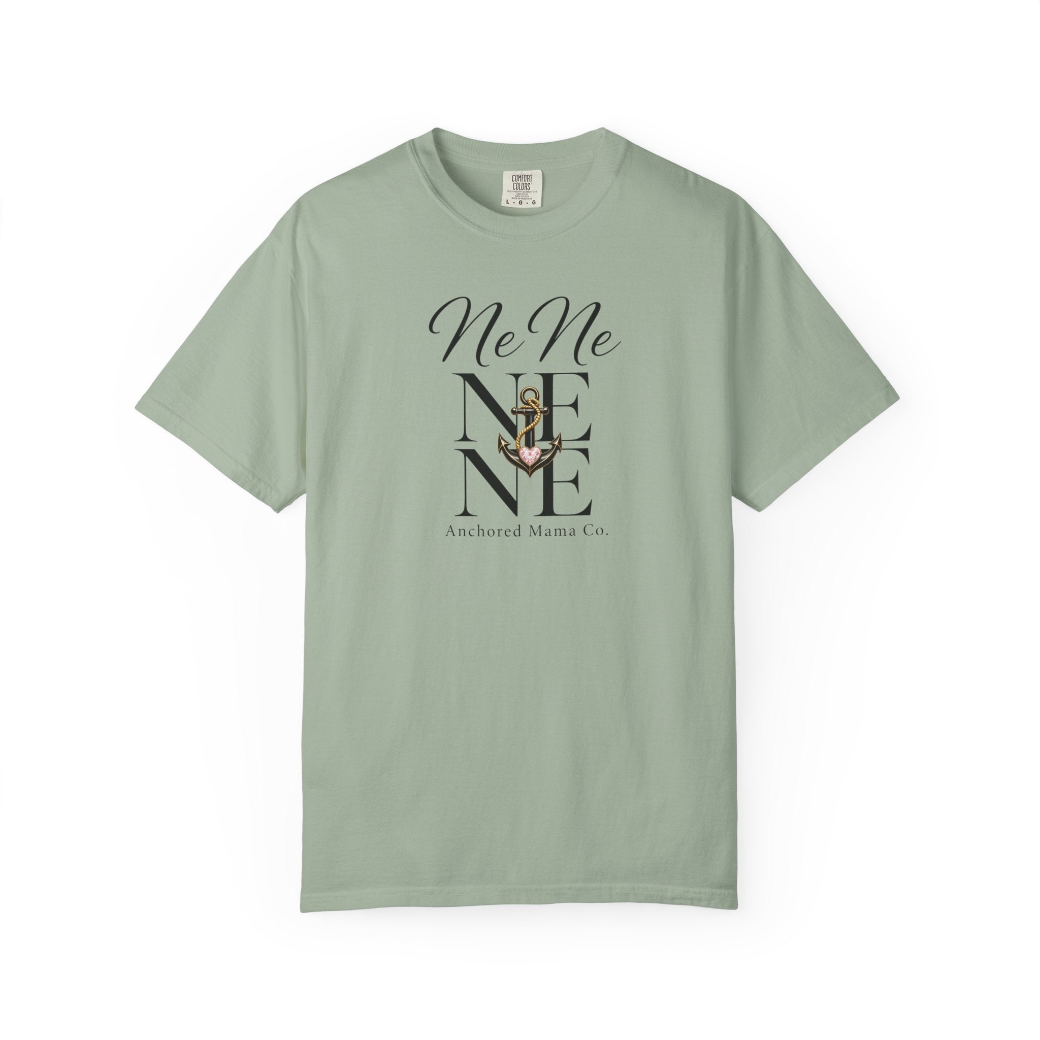 NeNe Script Monogram T-Shirt — Floral Anchor Mom Design