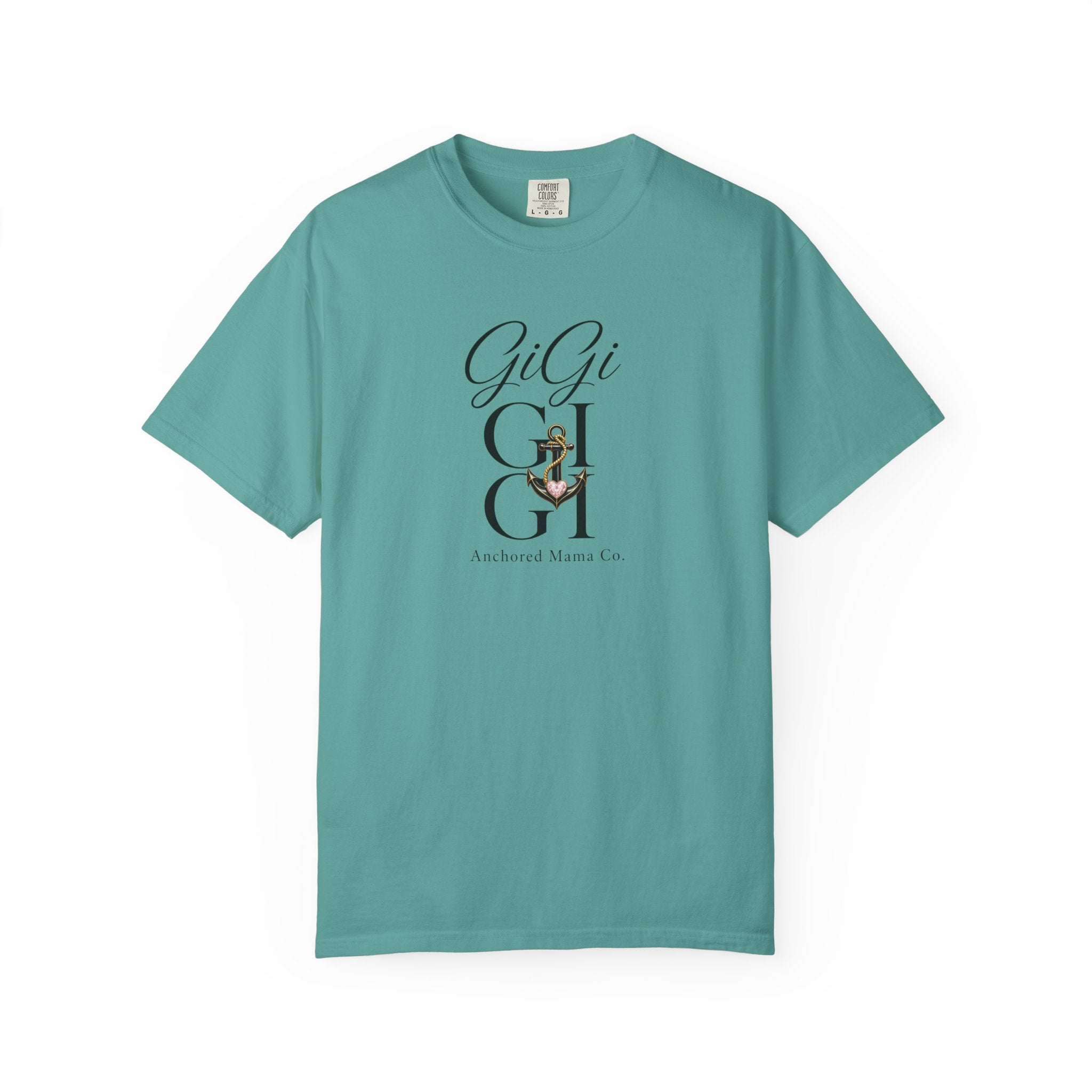 GiGi Monogram Graphic T‑Shirt — Vintage Neutral Tee with Script Logo