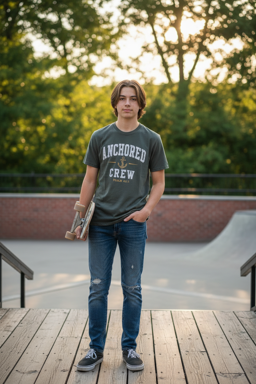 Anchored Crew – Psalm 46:1 Christian T-Shirt