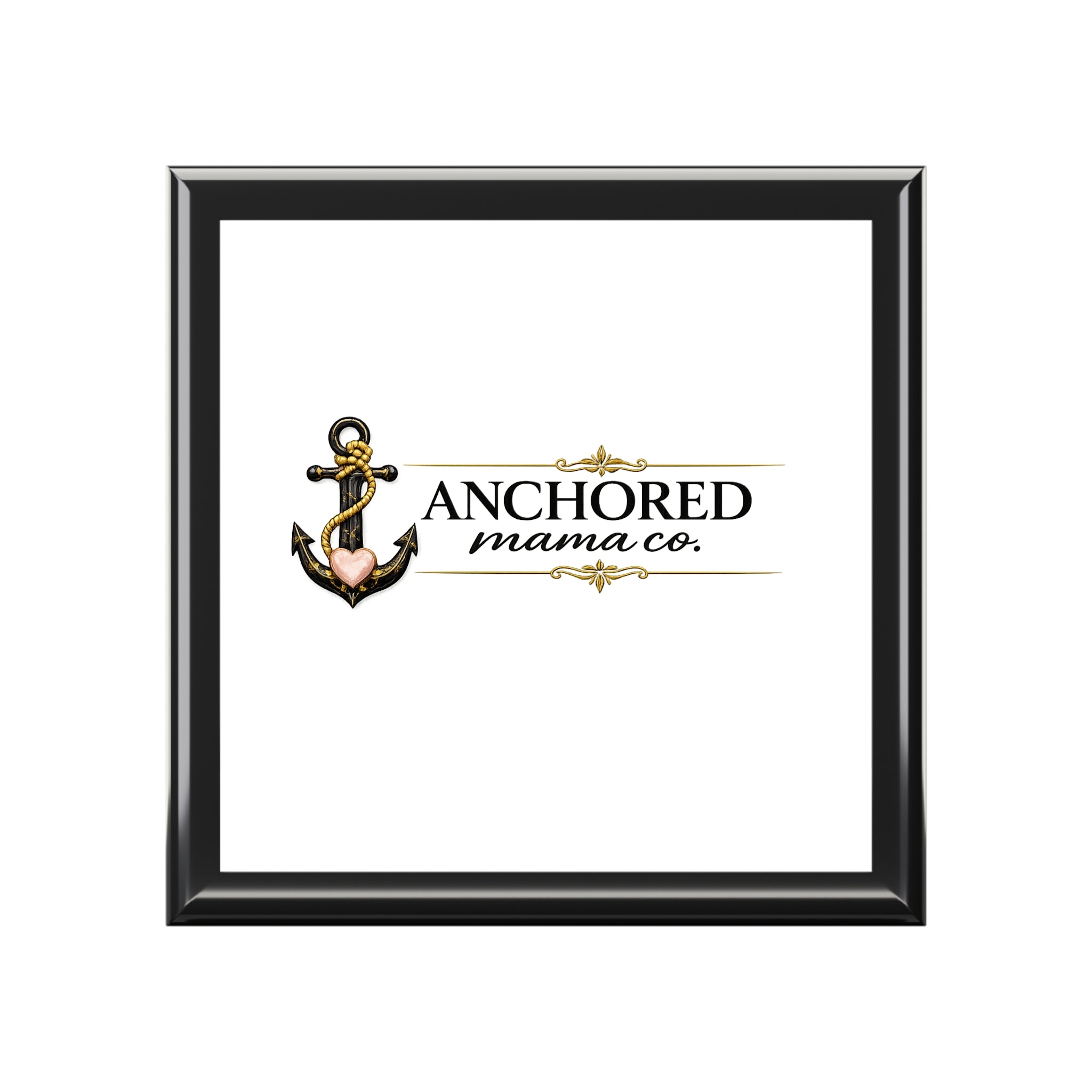Anchored Mama Heirloom Jewelry Box | Wooden Keepsake Box with Ceramic Lid