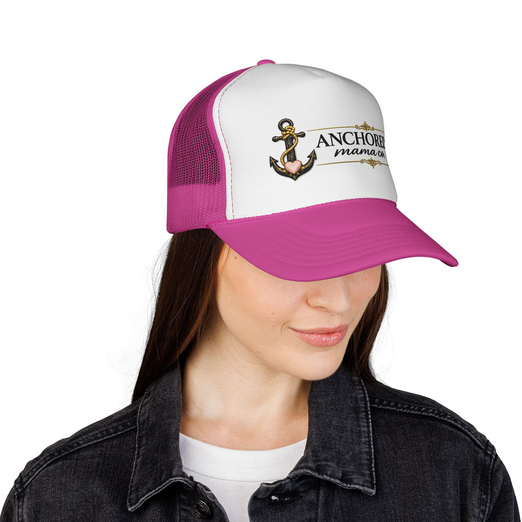 Anchored Mama Co. Trucker Hat – Vintage Anchor Mesh Cap for Christian Moms