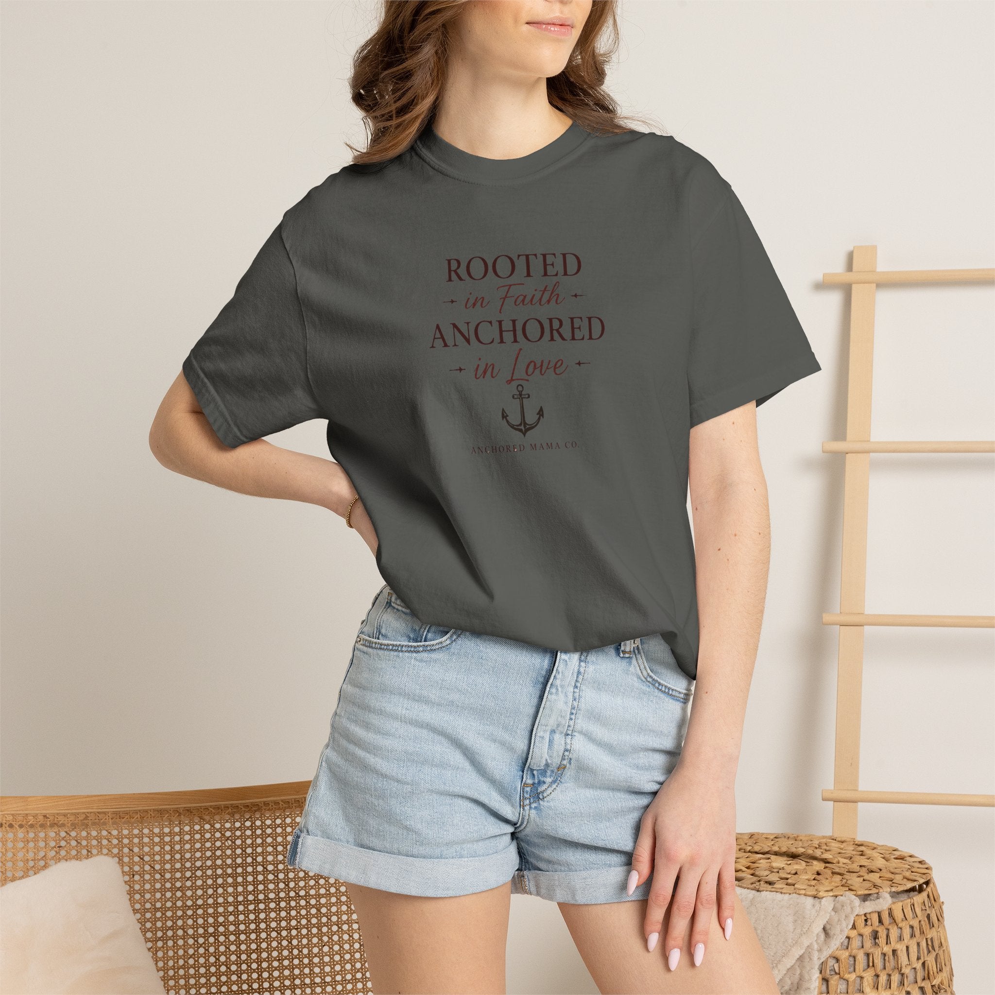 Rooted in Faith Anchored in Love T-Shirt — Christian Anchor Graphic Tee