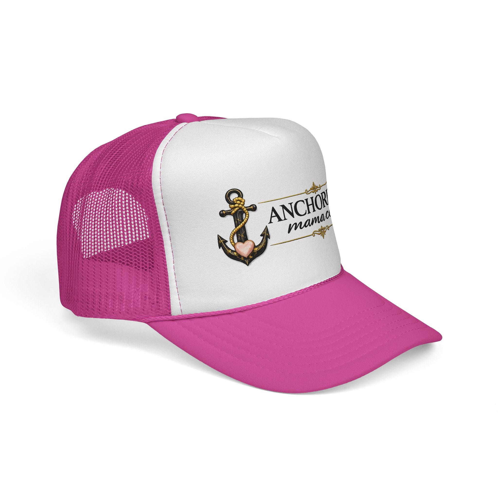 Anchored Mama Co. Trucker Hat – Vintage Anchor Mesh Cap for Christian Moms