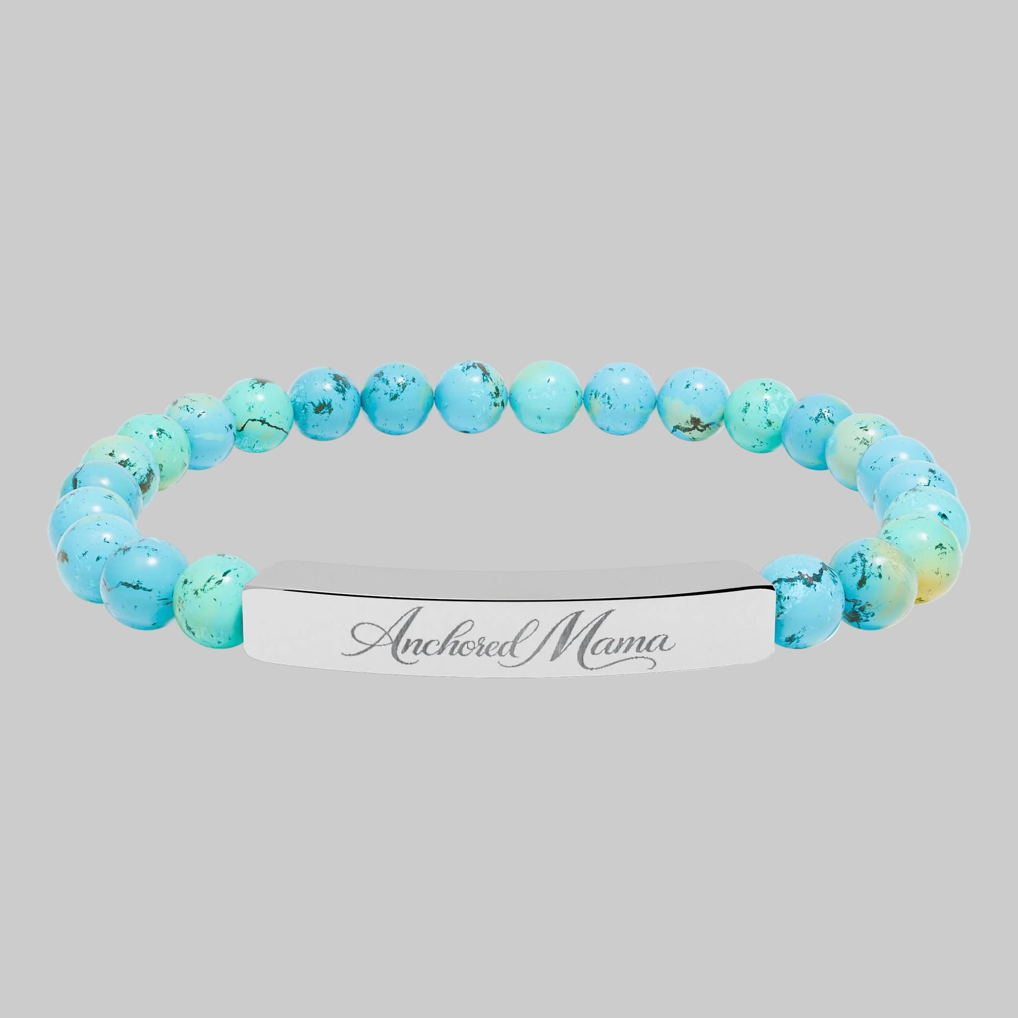 Engravable Natural Stone Stretch Bar Bracelet | Anchored Mama Co.