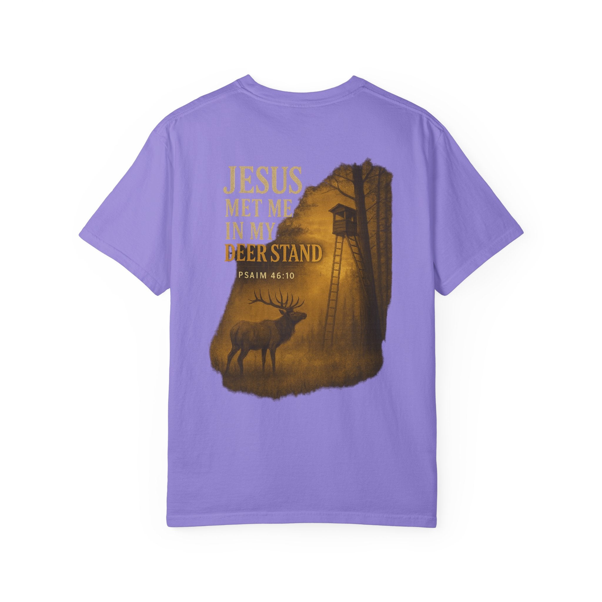 Christian Deer Stand T-Shirt — "Jesus Met Me In My Deer Stand" Hunting Tee