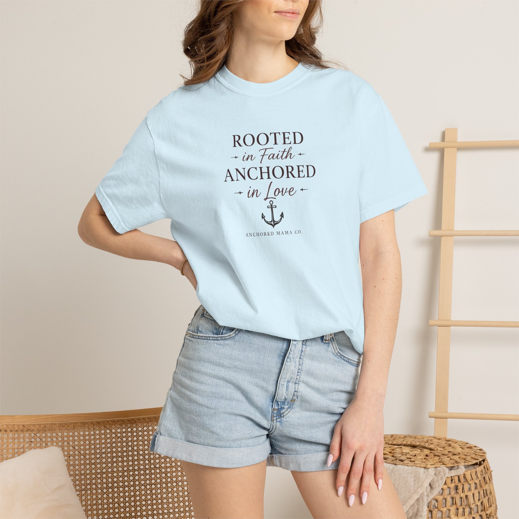 Rooted in Faith Anchored in Love T-Shirt — Christian Anchor Graphic Tee