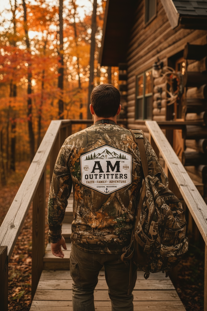 Camouflage Long Sleeve Tee — AM Outfitters Pocket Tee (Faith • Family • Adventure)