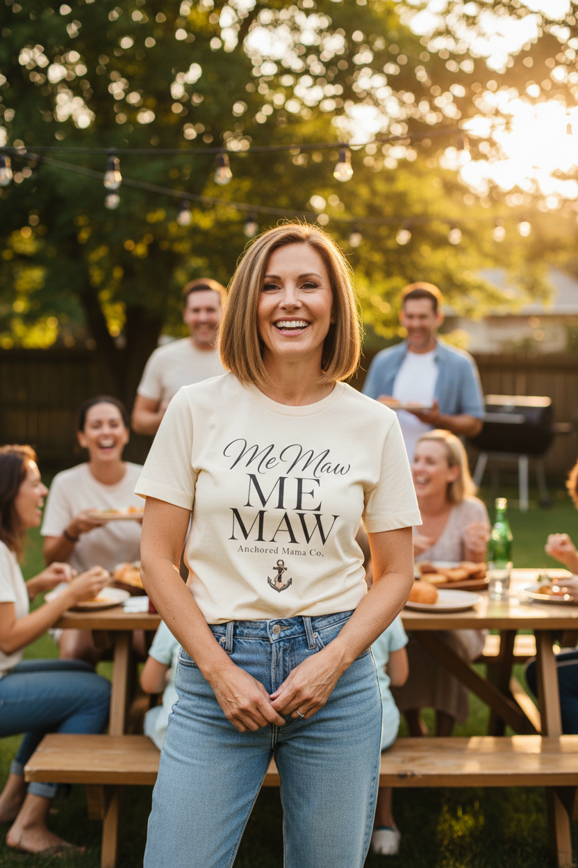 MeMaw Graphic T‑Shirt – "Me Maw" Vintage Anchor Mama Tee