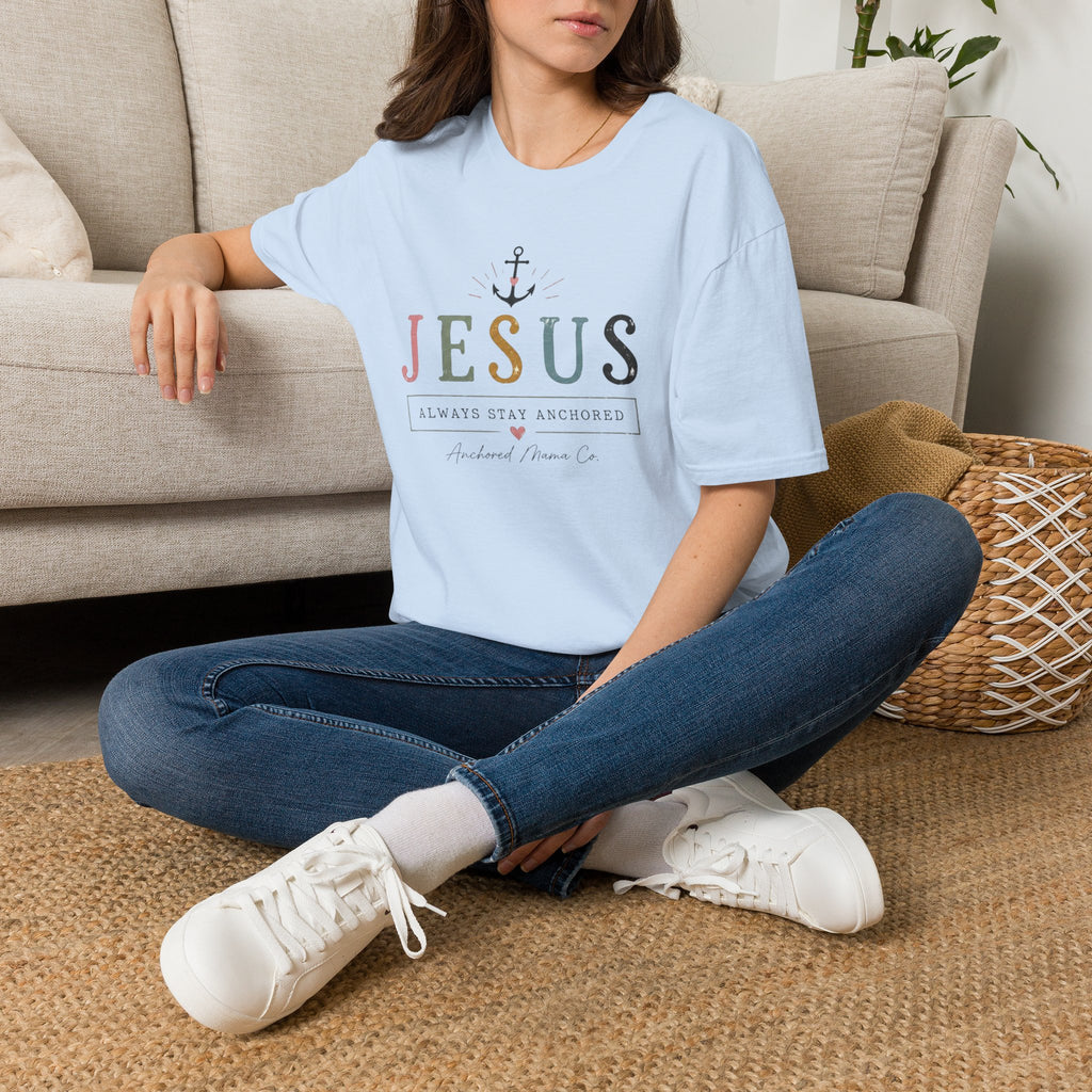 Christian T-Shirt — "Jesus: Always Stay Anchored" Inspirational Faith Tee