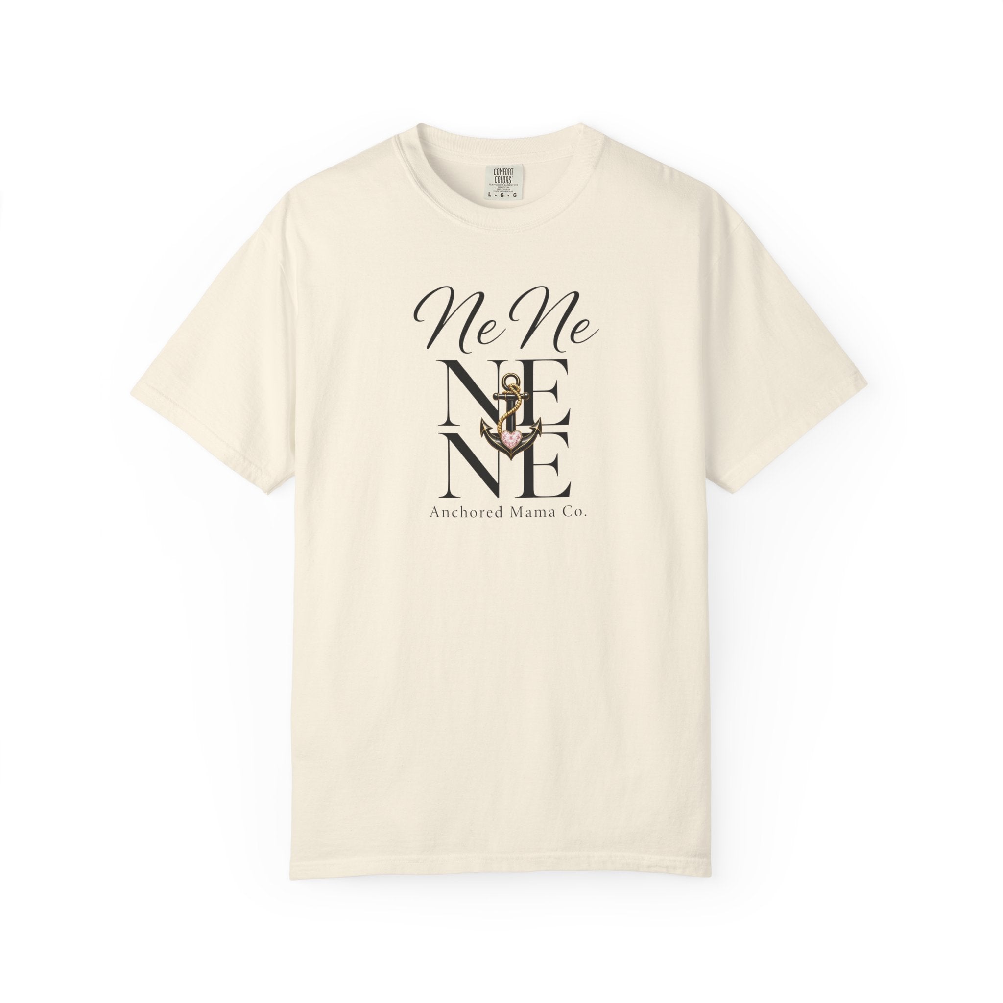 NeNe Script Monogram T-Shirt — Floral Anchor Mom Design
