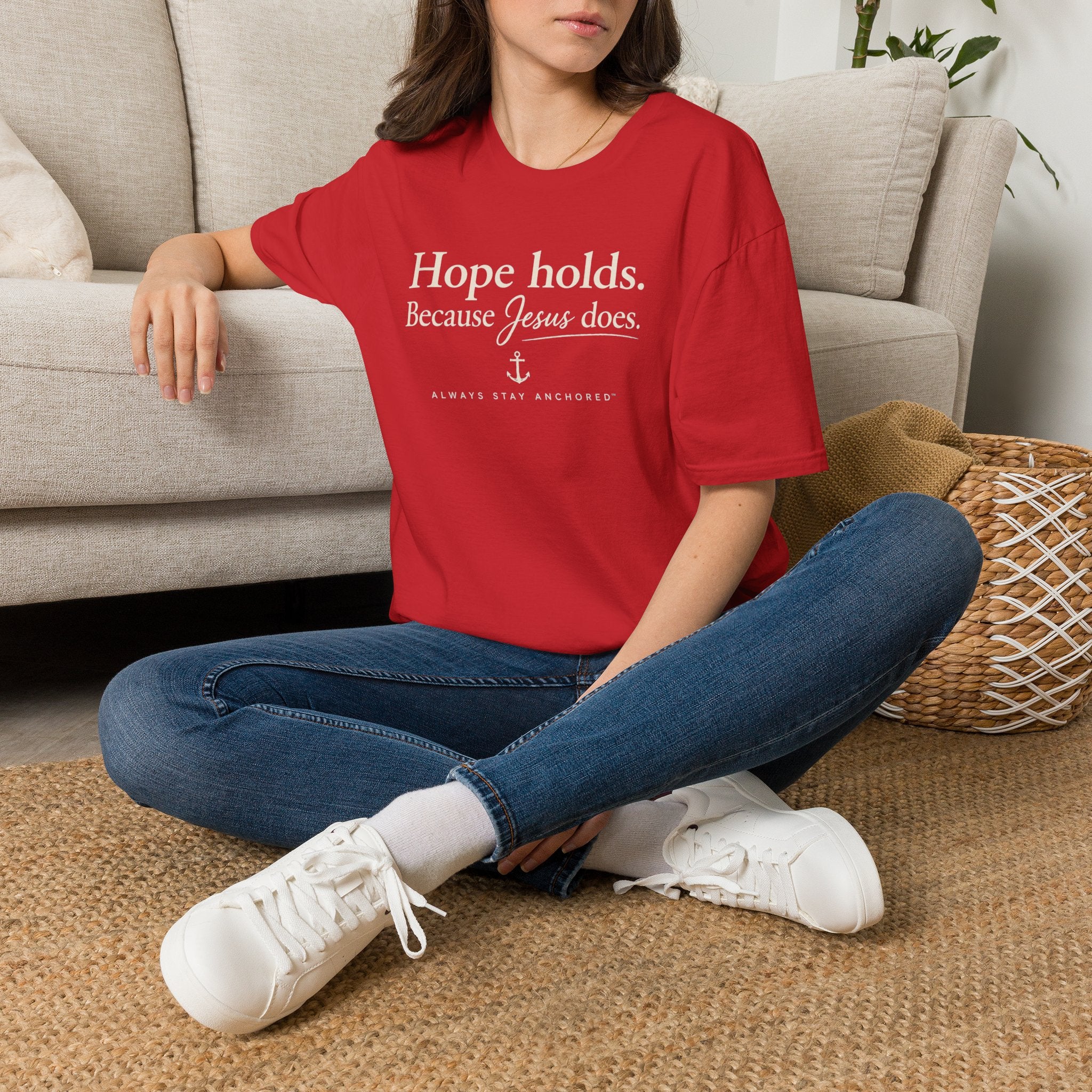 Faith T-Shirt — "Hope Holds. Because Jesus Does." Inspirational Christian Tee