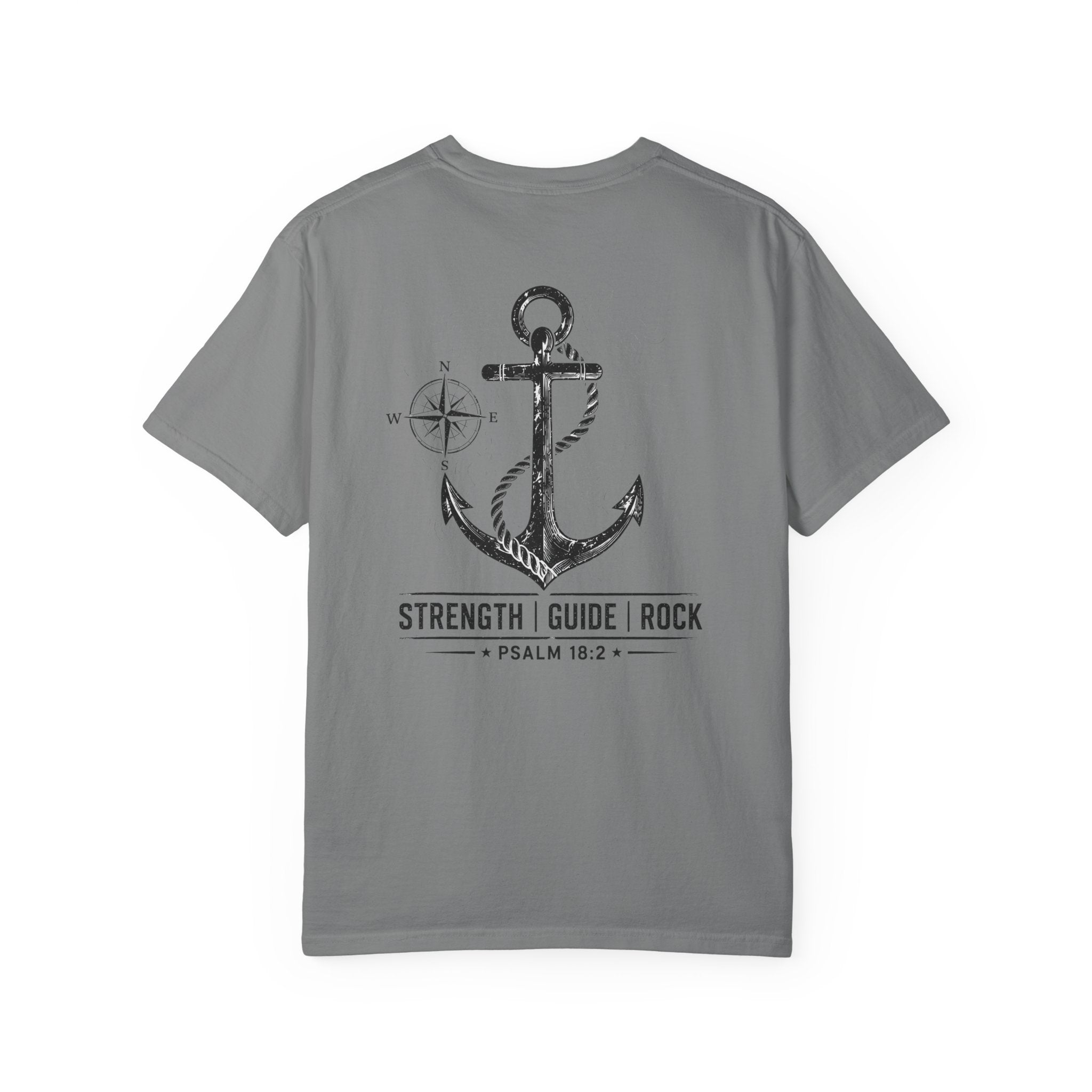 Anchor Graphic T-Shirt — "Strength Guide Rock" Psalm 18:2 Christian Outfitters Tee