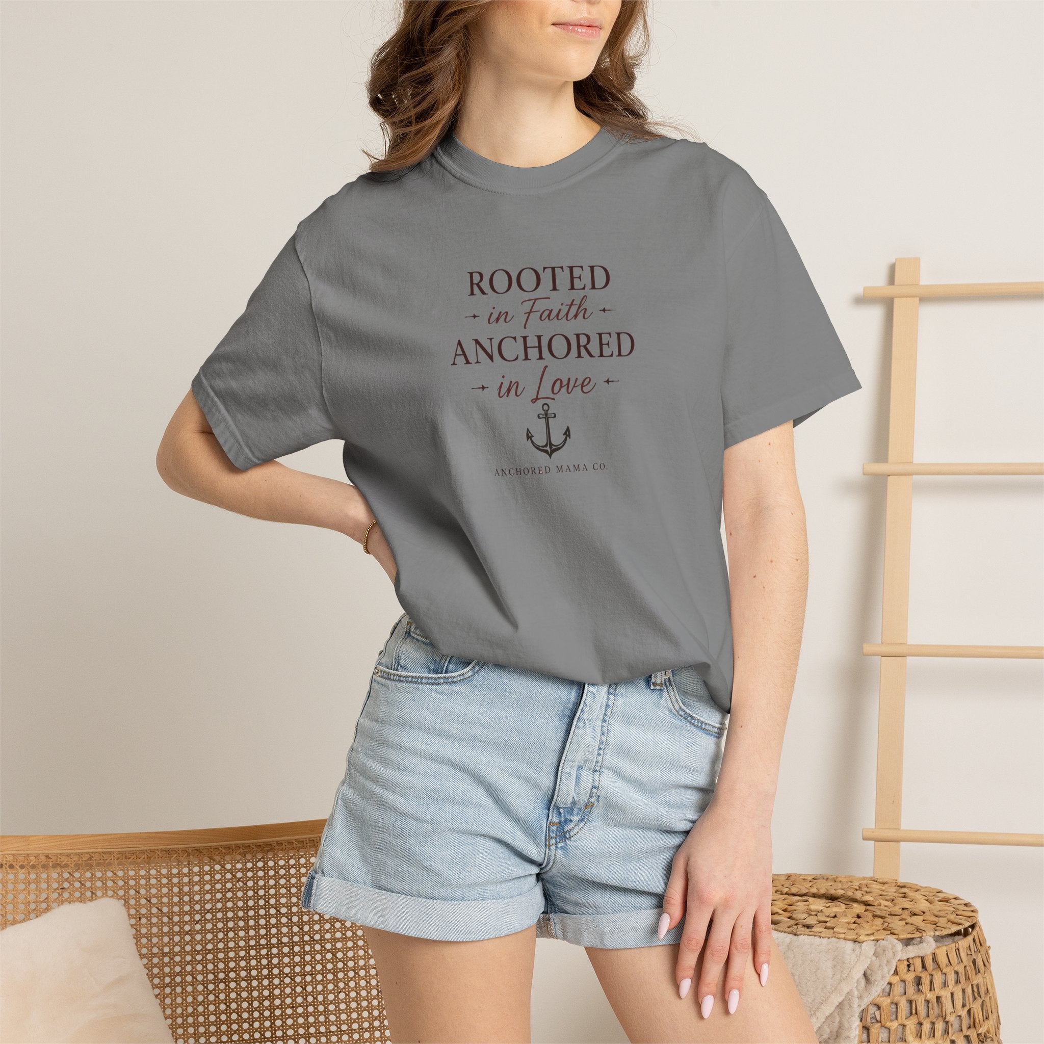 Rooted in Faith Anchored in Love T-Shirt — Christian Anchor Graphic Tee