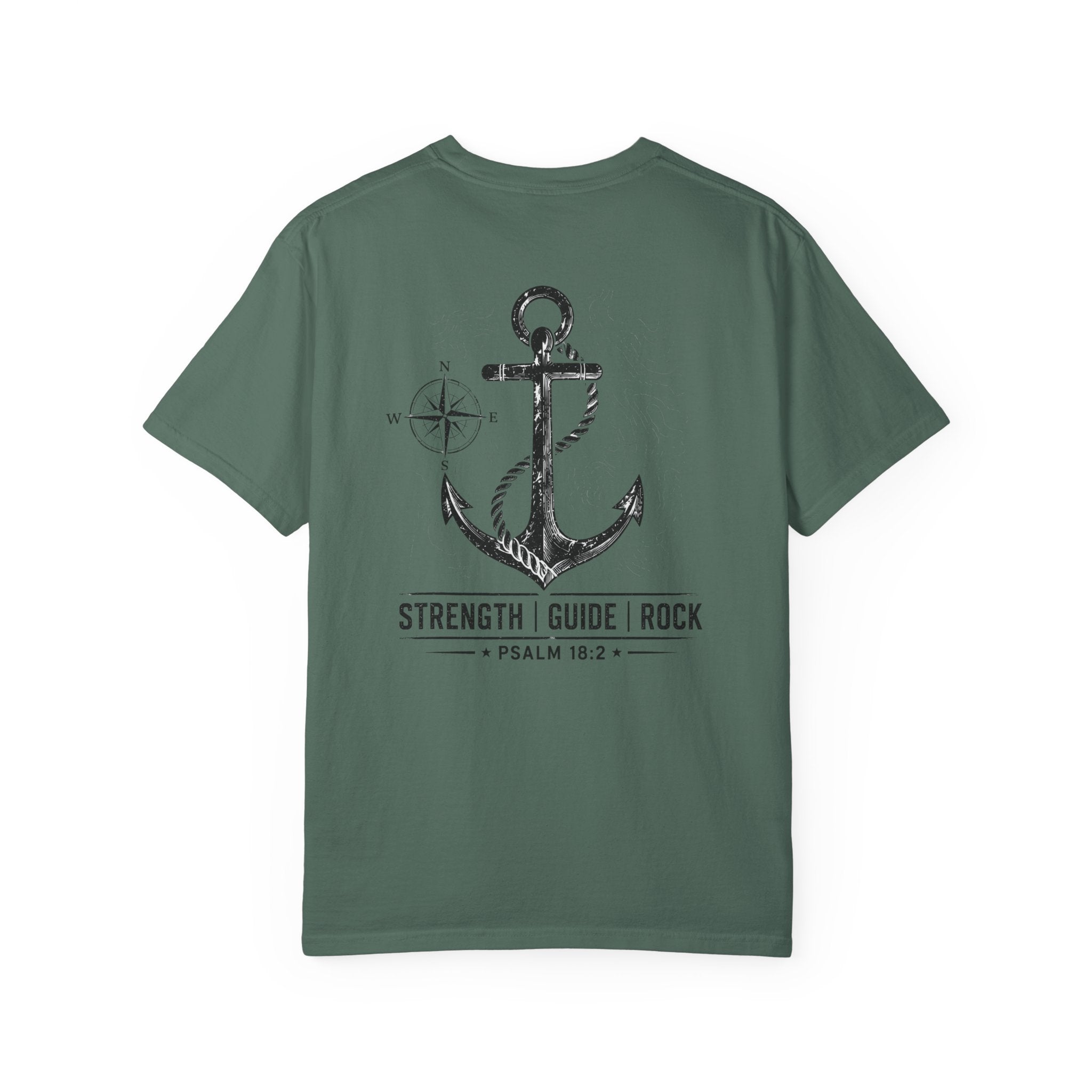 Anchor Graphic T-Shirt — "Strength Guide Rock" Psalm 18:2 Christian Outfitters Tee
