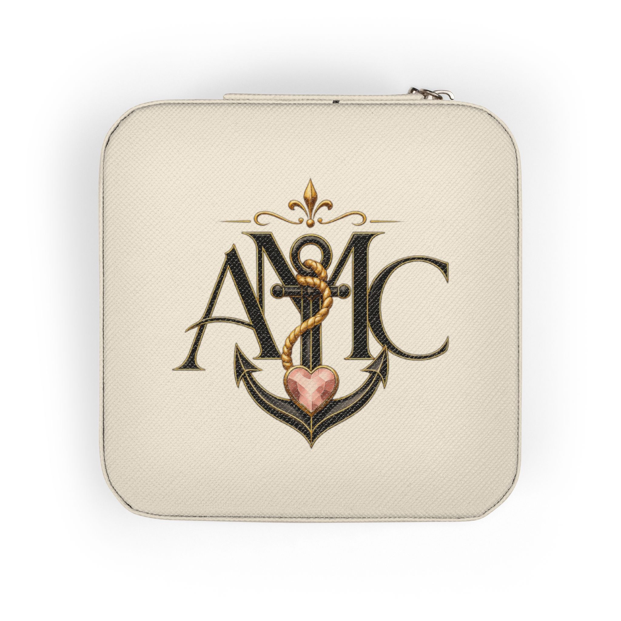 Anchored Mama Monogram Travel Jewelry Case | Compact Jewelry Organizer