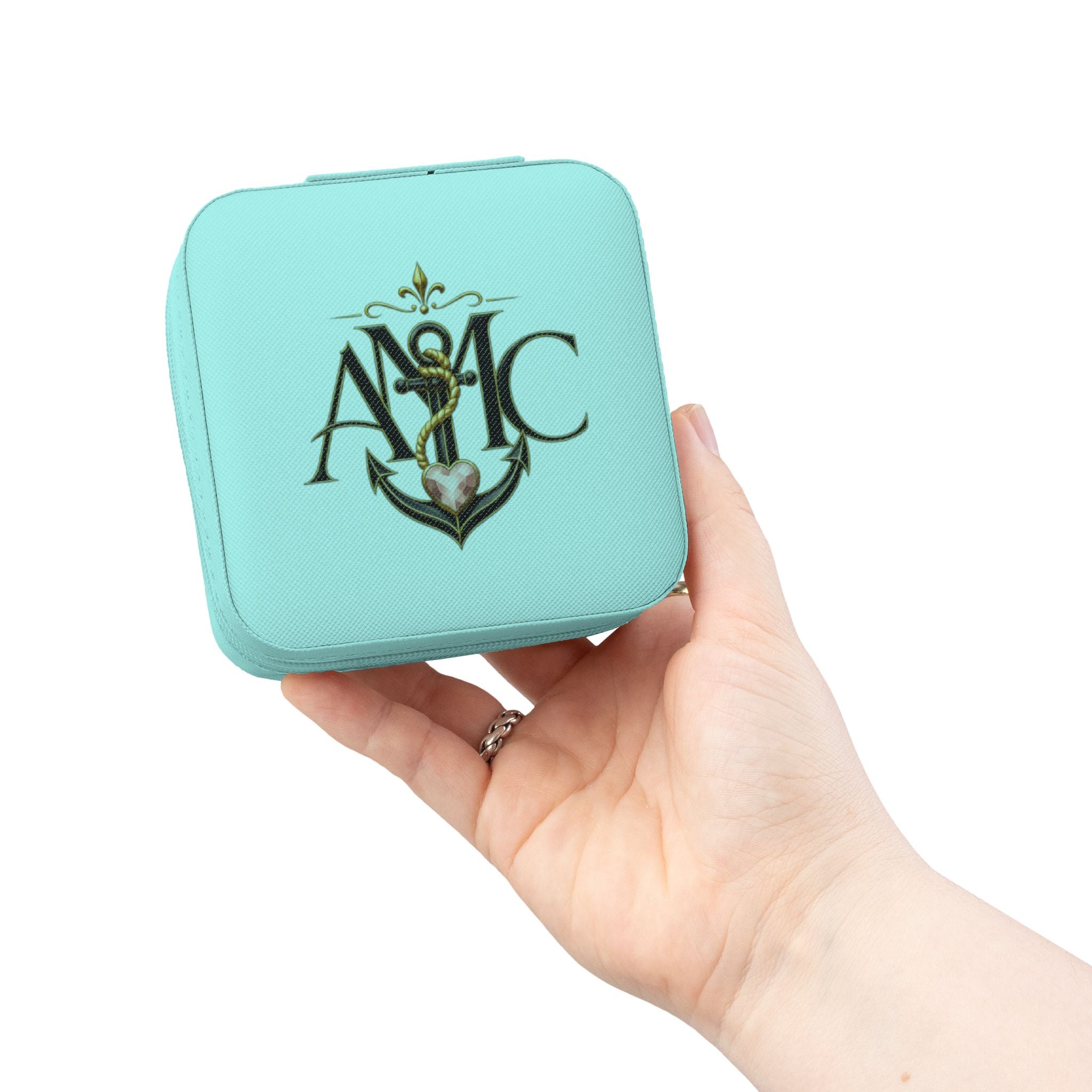 Anchored Mama Monogram Travel Jewelry Case | Compact Jewelry Organizer