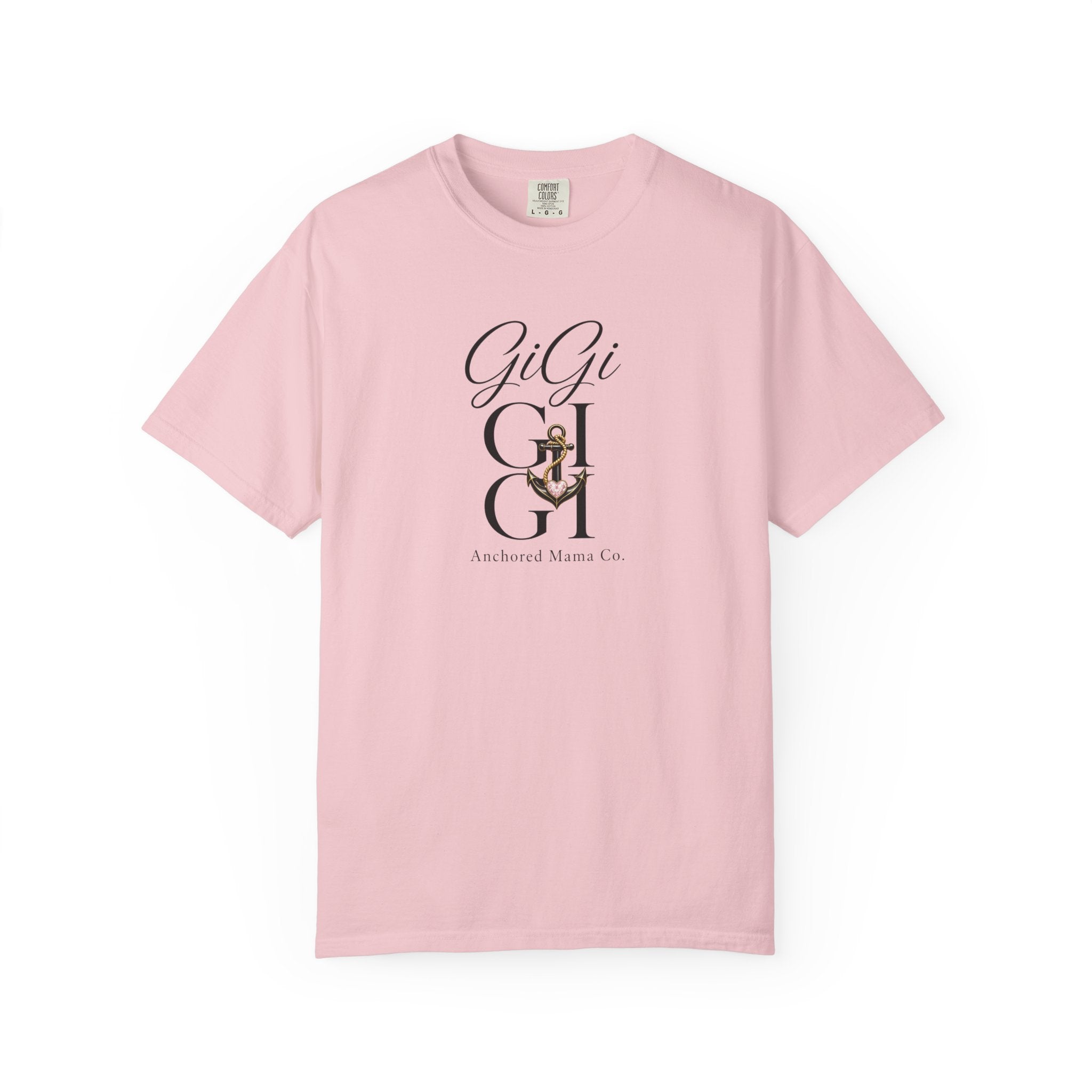 GiGi Monogram Graphic T‑Shirt — Vintage Neutral Tee with Script Logo