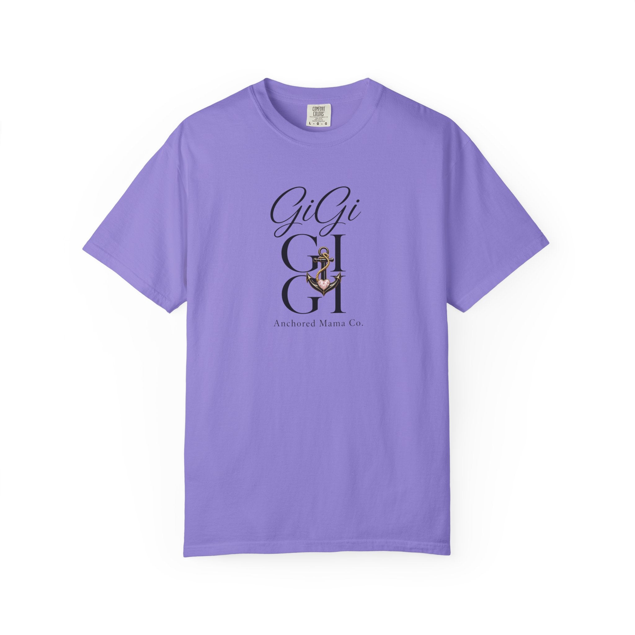 GiGi Monogram Graphic T‑Shirt — Vintage Neutral Tee with Script Logo