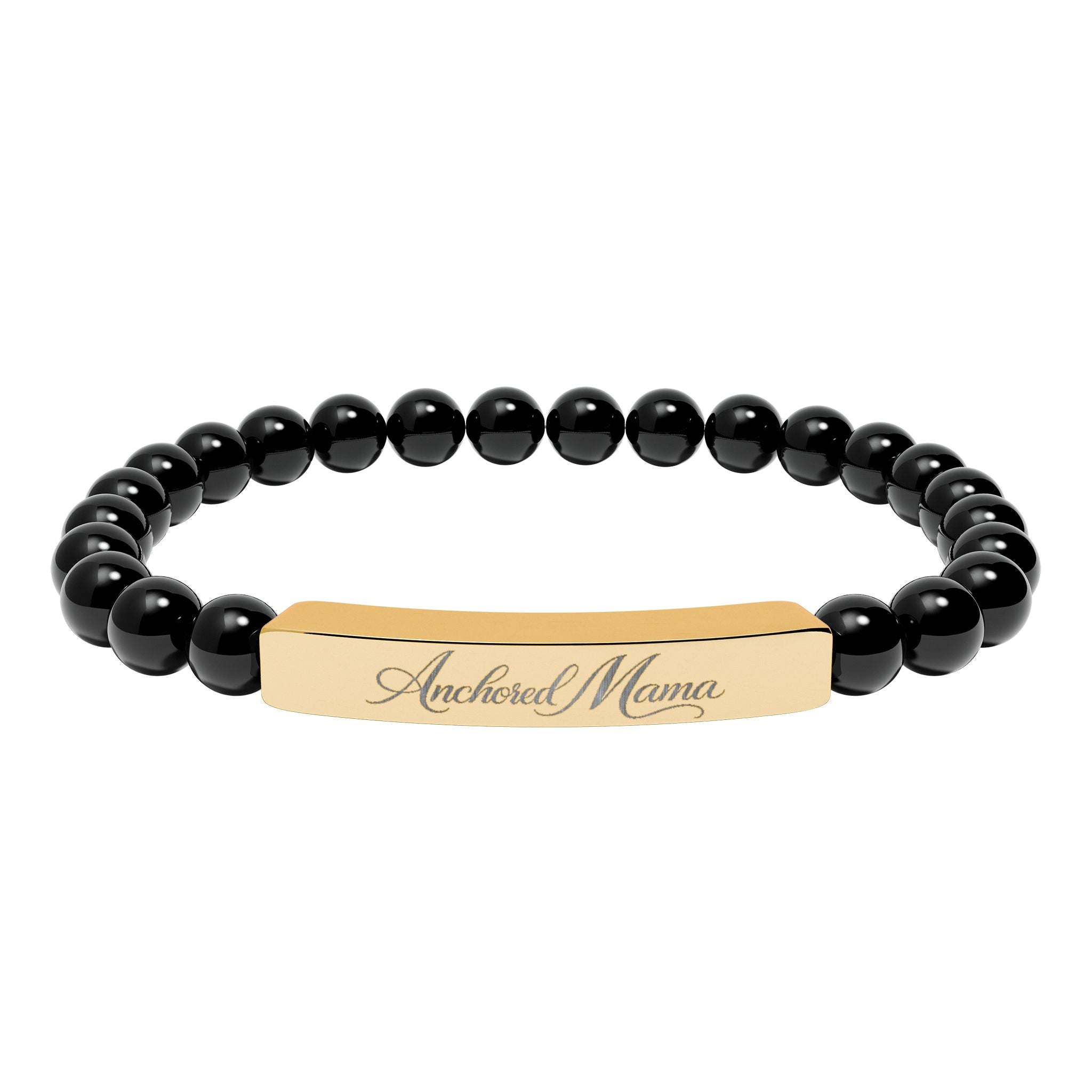 Engravable Natural Stone Stretch Bar Bracelet | Anchored Mama Co.