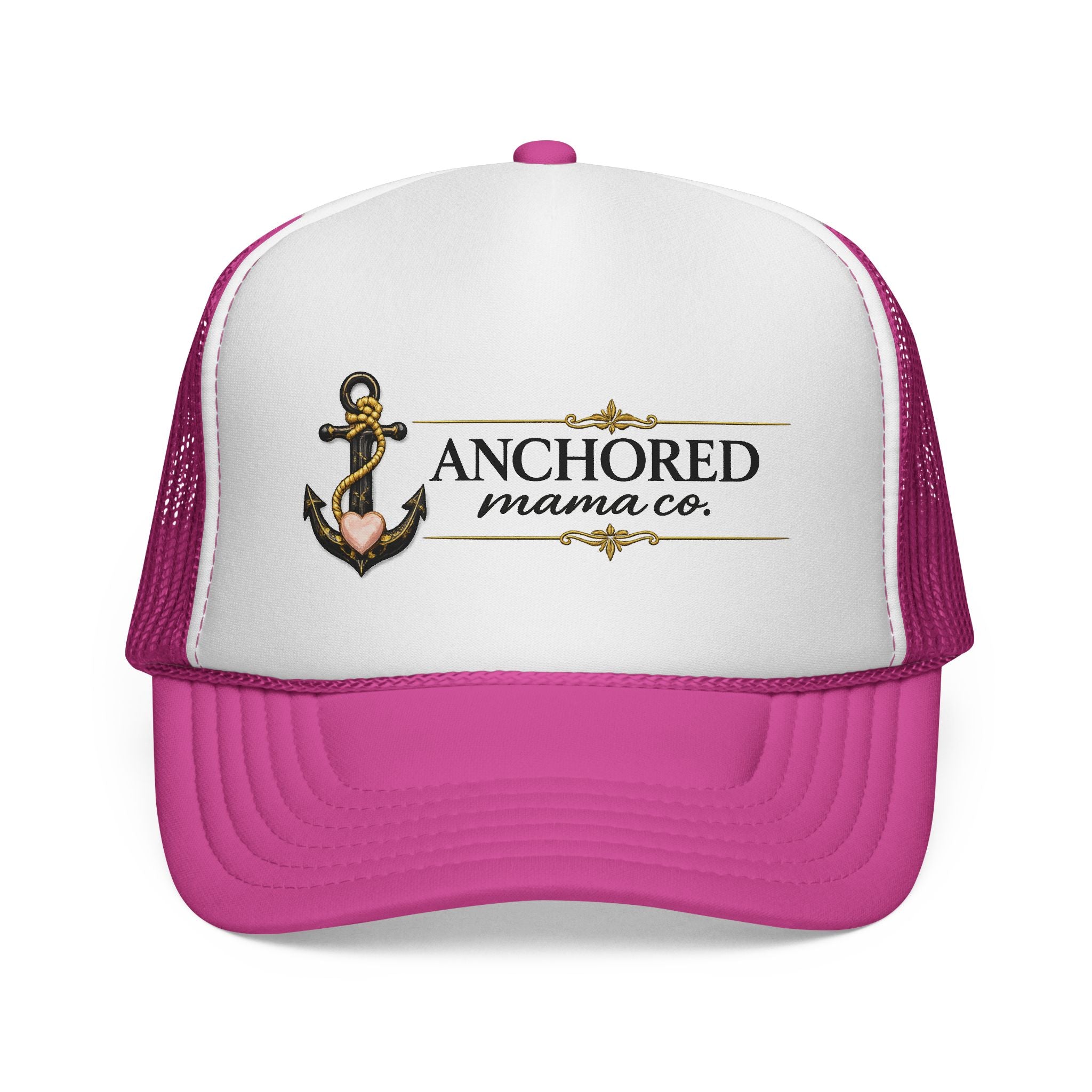 Anchored Mama Co. Trucker Hat – Vintage Anchor Mesh Cap for Christian Moms