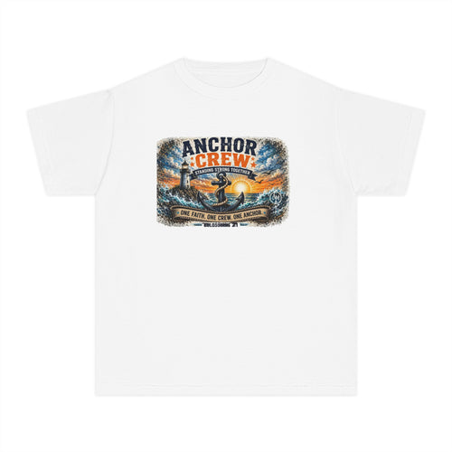 Anchor Crew Youth Tee — Nautical Kids Shirt with Anchor Sunset Graphic