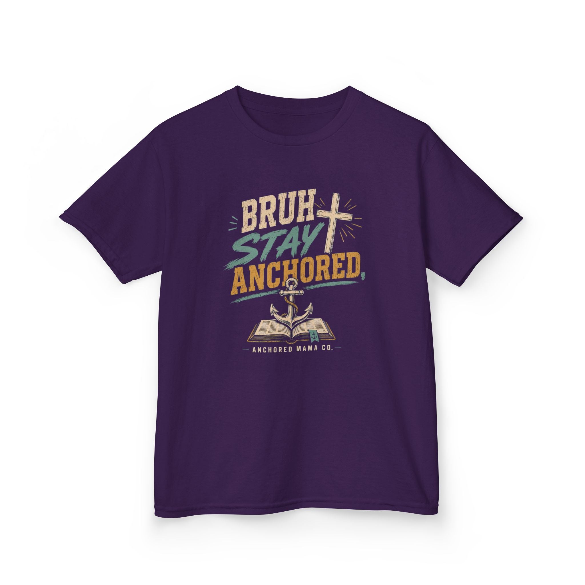 Kids T-Shirt — “Bruh Stay Anchored” Nautical Faith Graphic Tee