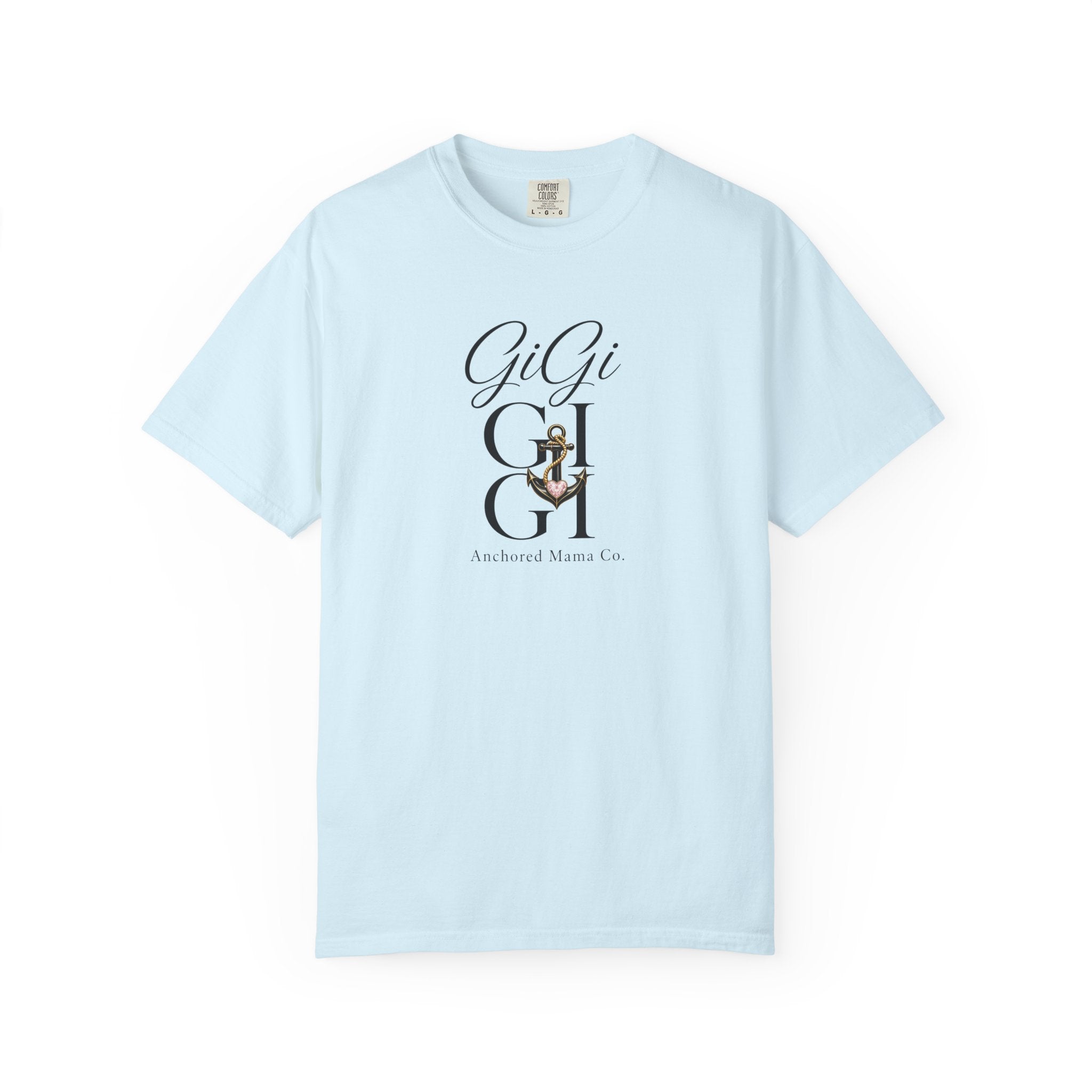 GiGi Monogram Graphic T‑Shirt — Vintage Neutral Tee with Script Logo
