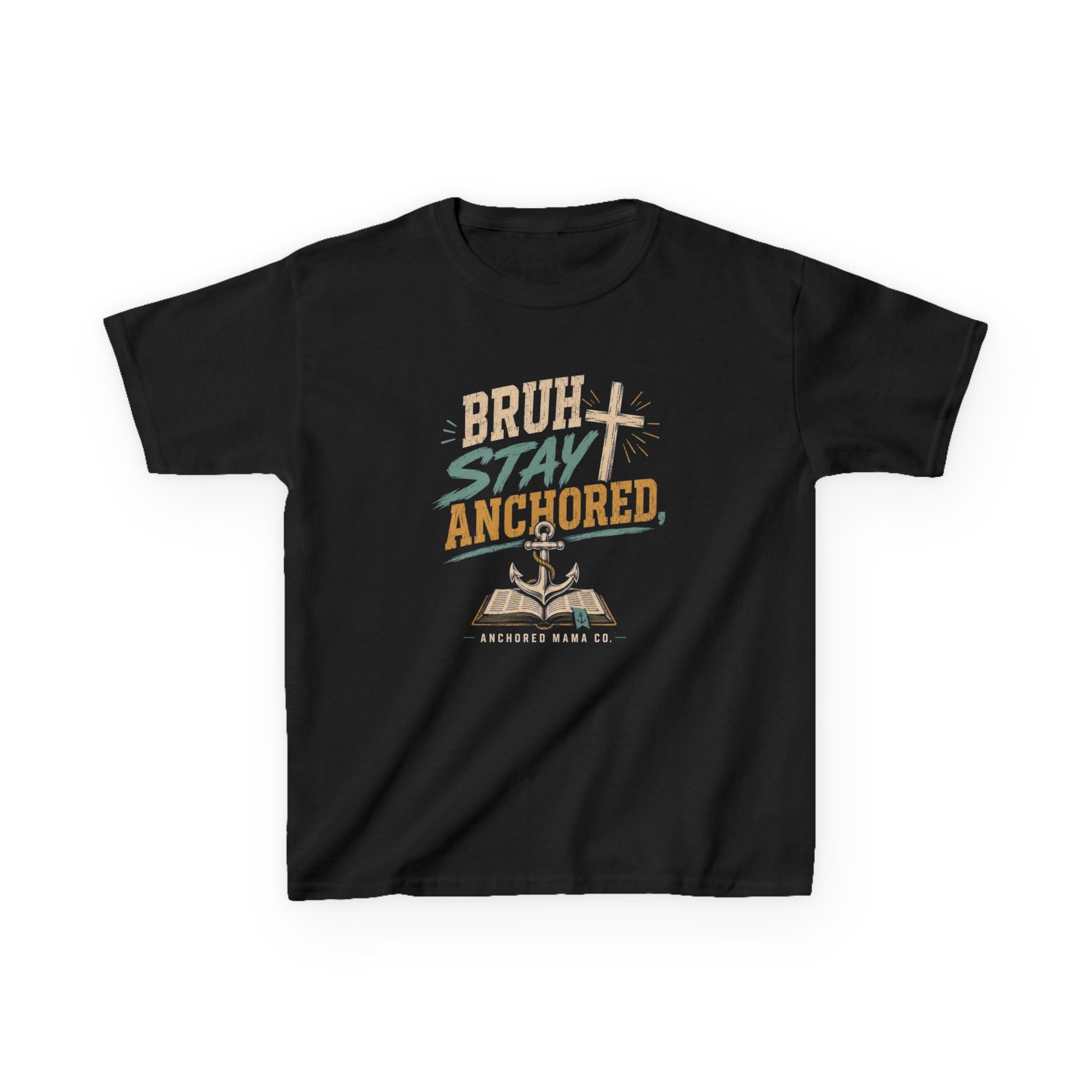 Kids T-Shirt — “Bruh Stay Anchored” Nautical Faith Graphic Tee