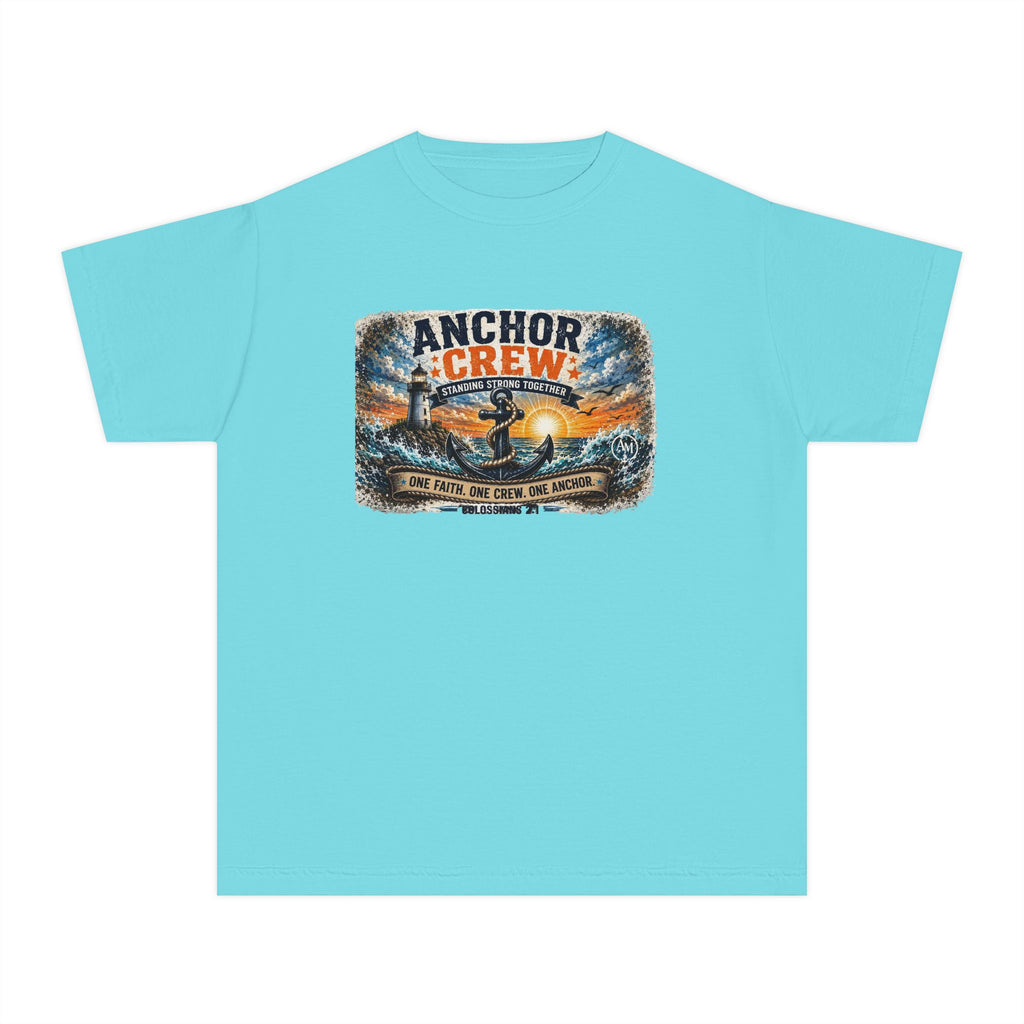Anchor Crew Youth Tee — Nautical Kids Shirt with Anchor Sunset Graphic