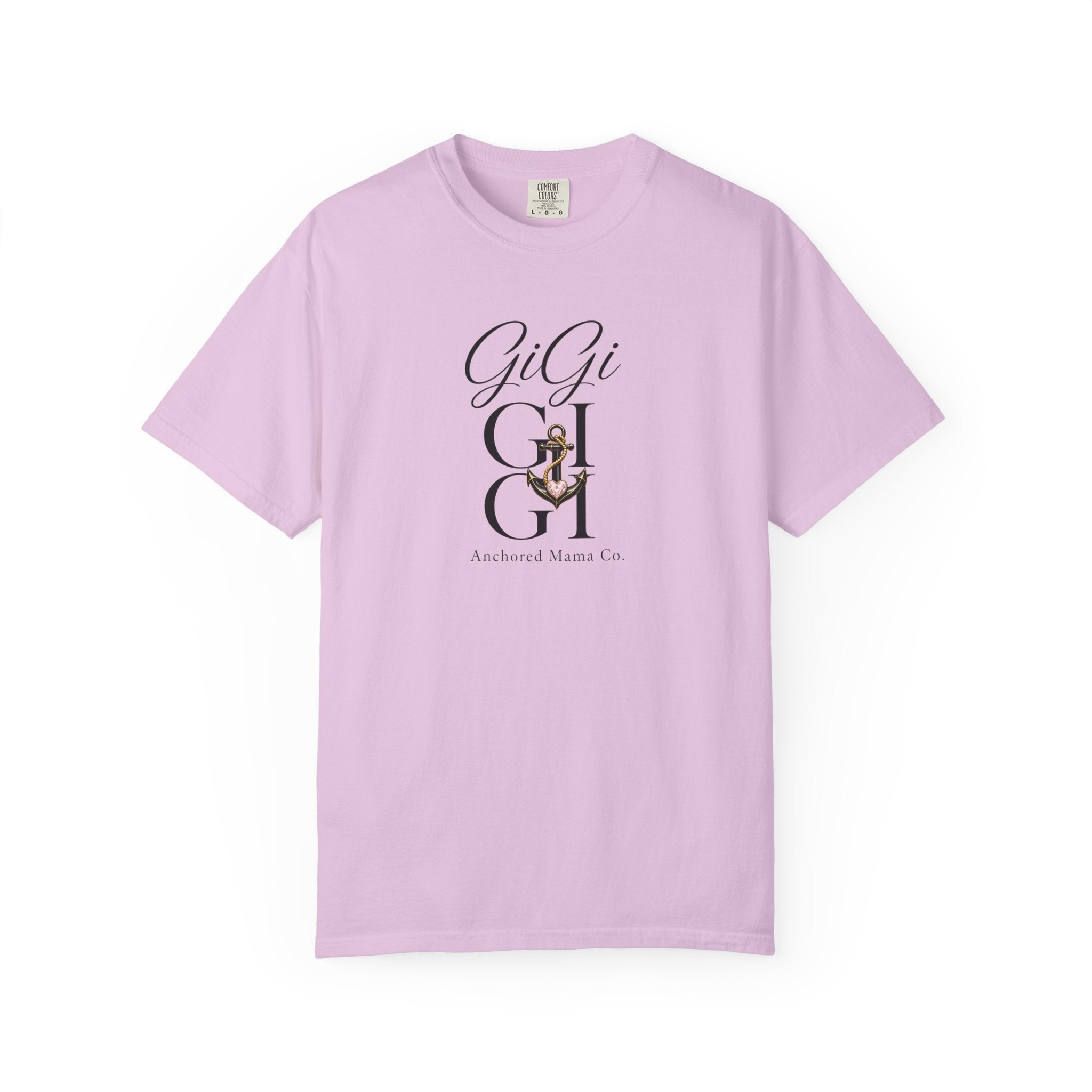 GiGi Monogram Graphic T‑Shirt — Vintage Neutral Tee with Script Logo