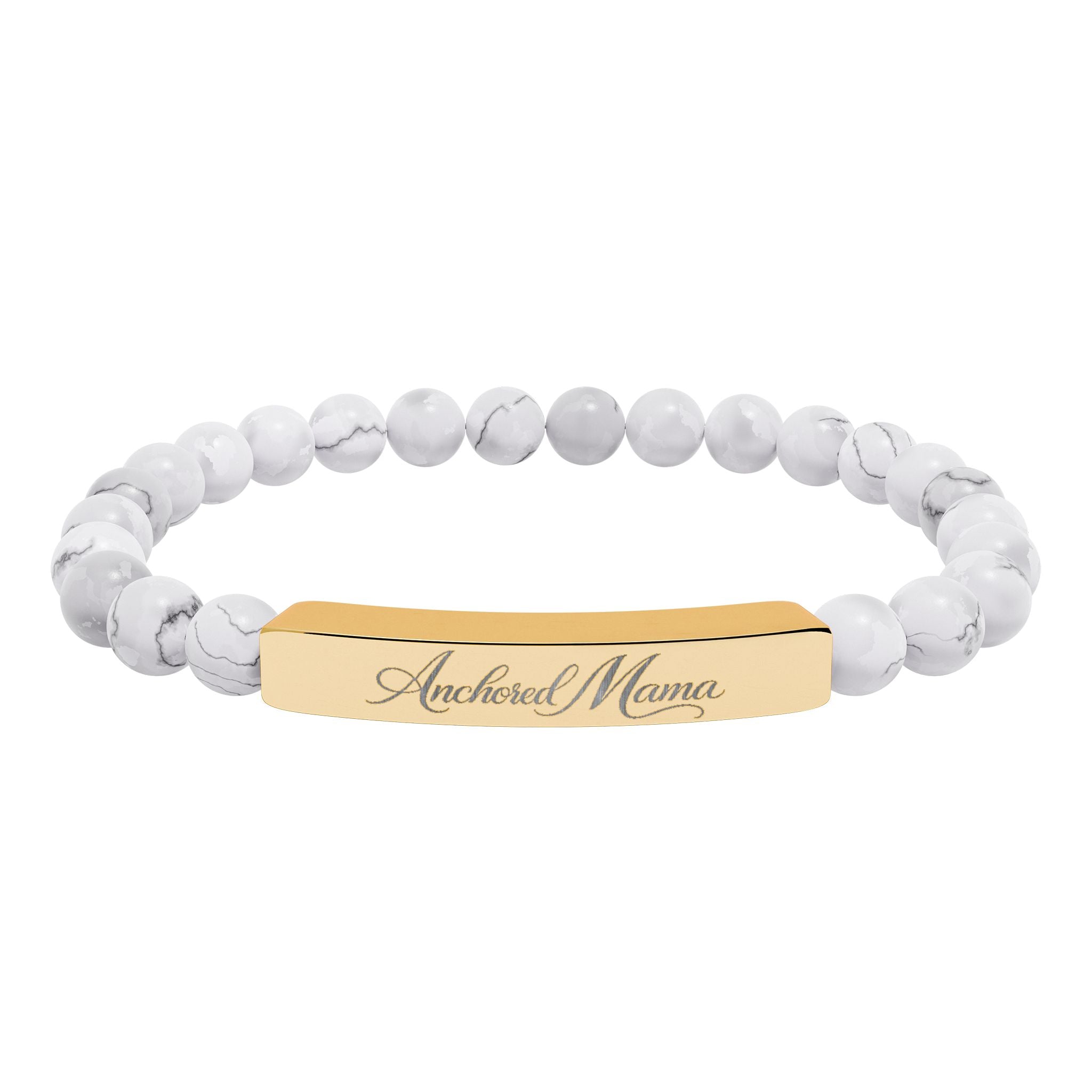 Engravable Natural Stone Stretch Bar Bracelet | Anchored Mama Co.