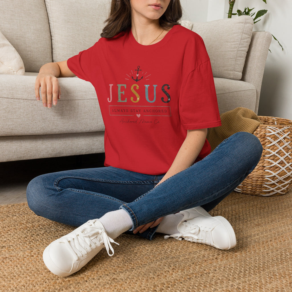 Christian T-Shirt — "Jesus: Always Stay Anchored" Inspirational Faith Tee