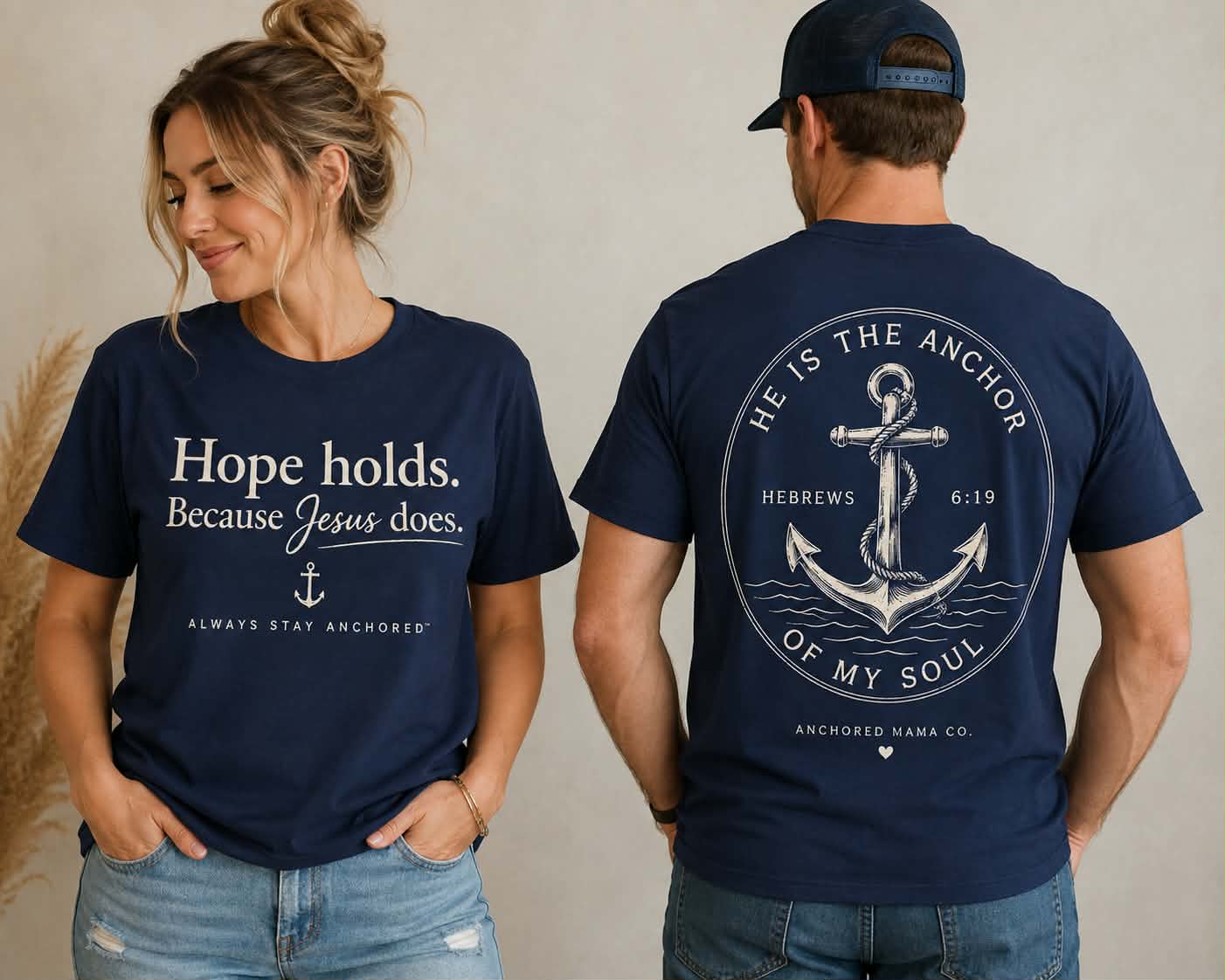 Faith T-Shirt — "Hope Holds. Because Jesus Does." Inspirational Christian Tee
