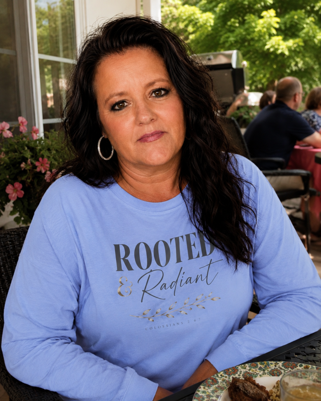 Rooted & Radiant Long Sleeve Tee — Inspirational Faith Graphic Shirt